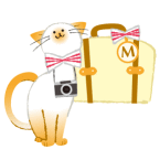マキアレイベルwebサイト用キャラクター旅する猫の「まきニャン」
